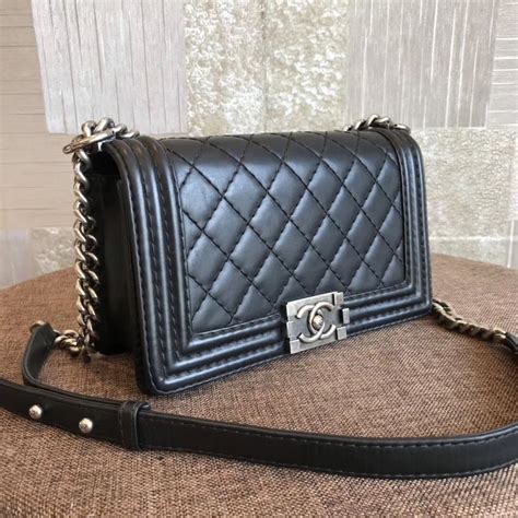 chanel le boy bag second hand|chanel black boyfriend bag.